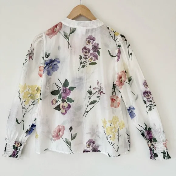 Bailey 44 White Sheer Floral Button-Up Blouse, Size S - Picture 5 of 16
